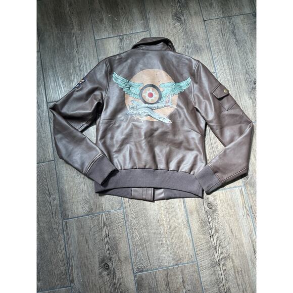 Captain Marvel‎ Her Universe Size Small Brown Faux Leather Bomber Jacket